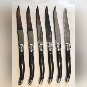 Laguiole France Steak Knives Black Stainless Steel Bee SET OF 6 6X Inox